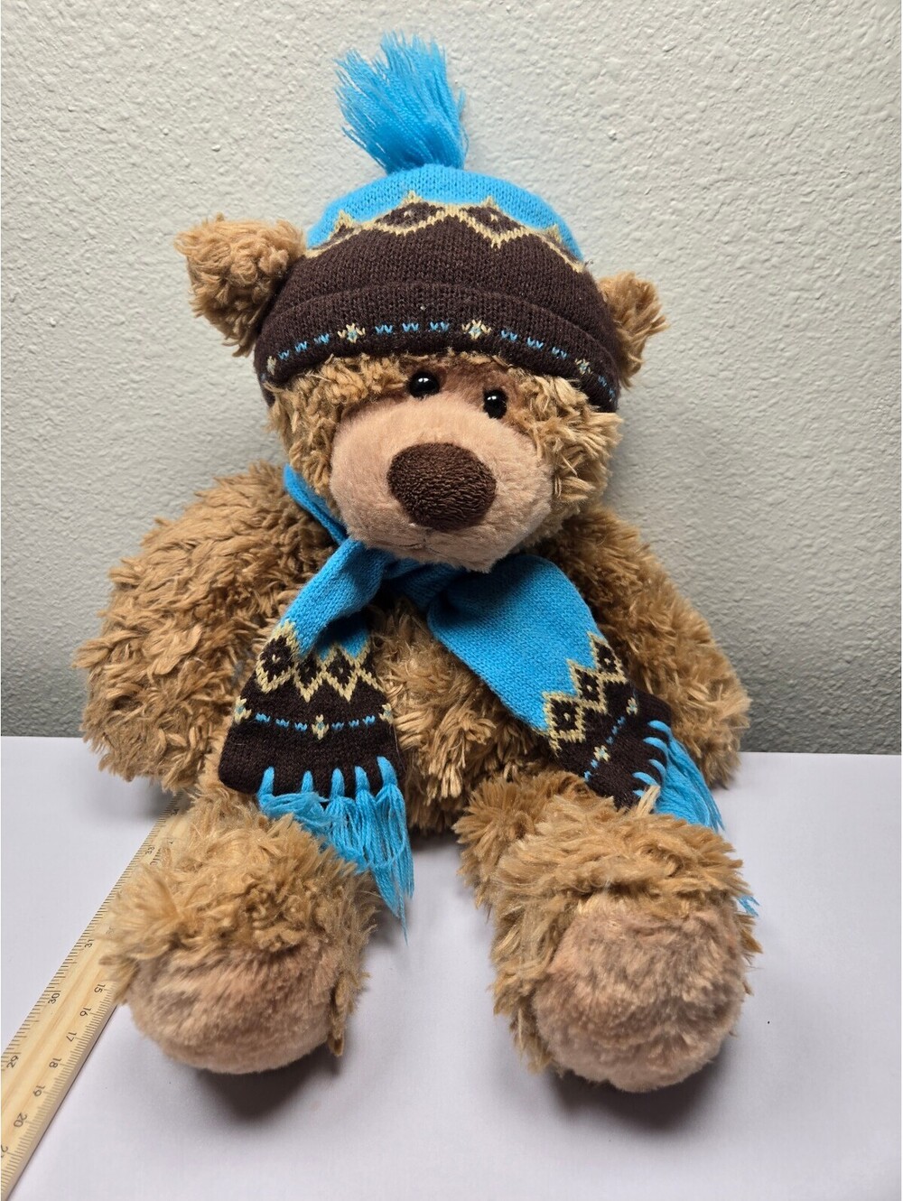 Mary Meyers St. Judes "Oliver" 18 Inch Teddy Bear With Winter Hat & Scarf Plush